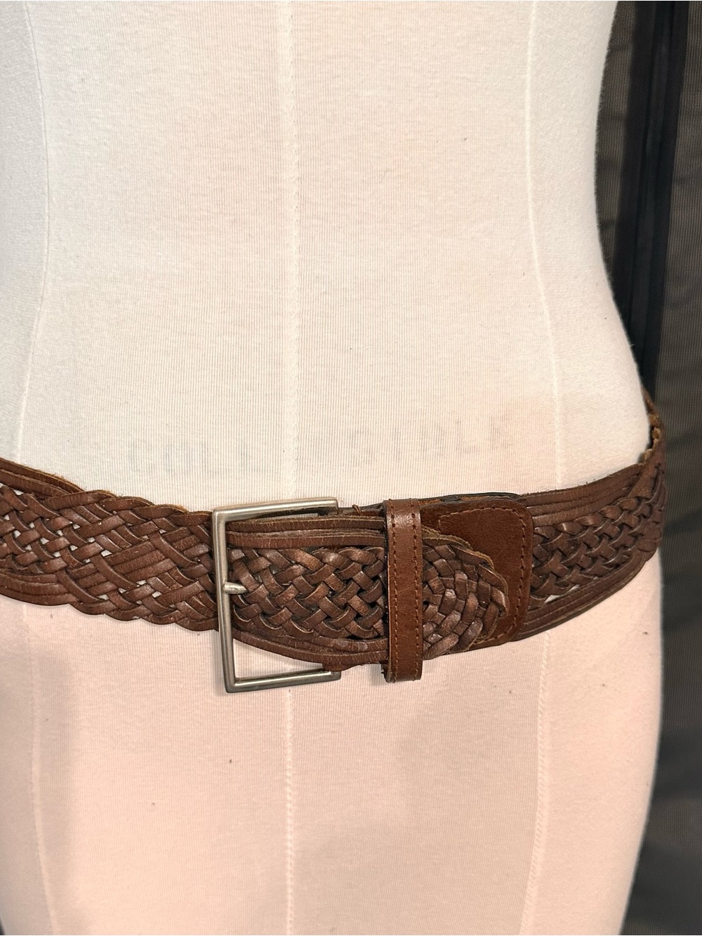Braided Leather Women’s Leather Vintage Belt - Brown